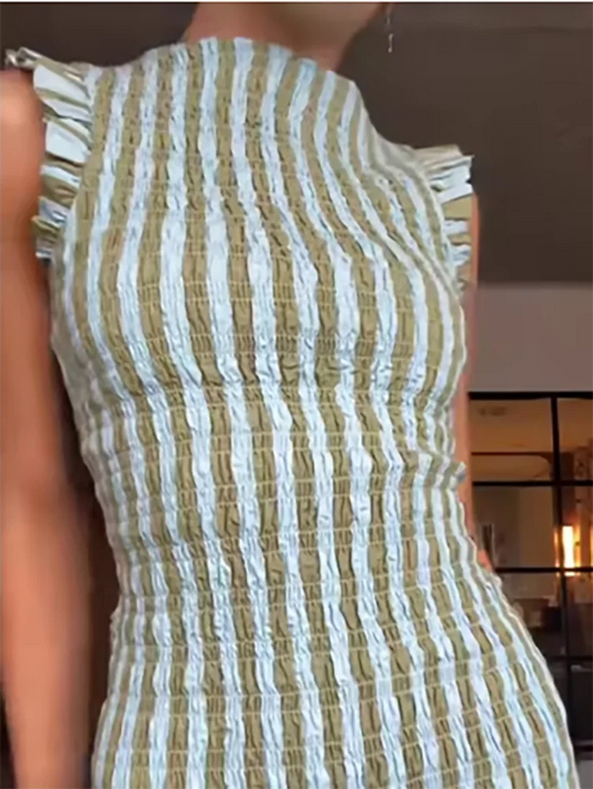 Fashion Half High Collar Vacation Long Dress Casual Sleeveless Draped Bohemian Dress Elegant Hight Waist Slim Swing Party Dress