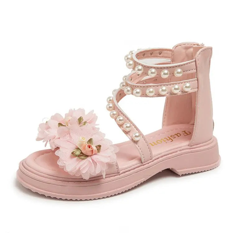 Girls Summer Sandals Soft Bottom Toe-Open Cute Princess Shoes Middle Large Children Little Girls Student Beach Shoes