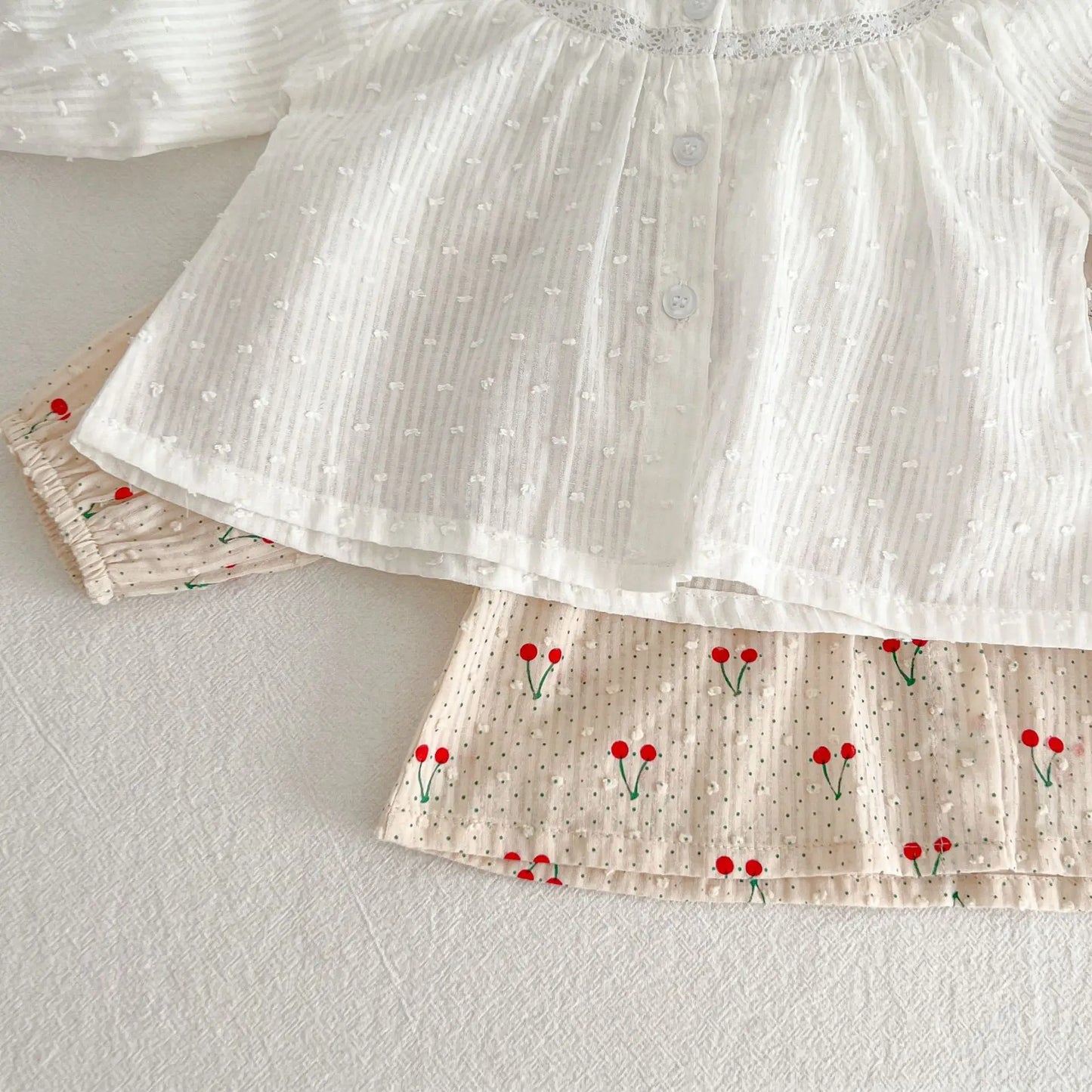 Summer Newborn Infant Baby Girls Thin Sun Protection Clothing Cherry Printing Hooded Coat Ventilate Jacket Kids  Baby Clothing