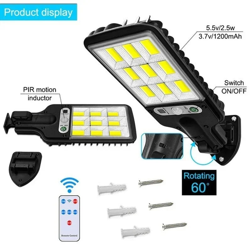 Powerful LED Solar Outdoor Courtyard Wall Lamp Rechargeable Induction Solar Garden Light Terrace Garage Door Street Lighting