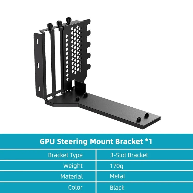 Teucer Vertical GPU Mounting Bracket PC Graphics Card Holder PCI-E 3.0/4.0 x16 Anti-interference Flexible 90° Extension Cable