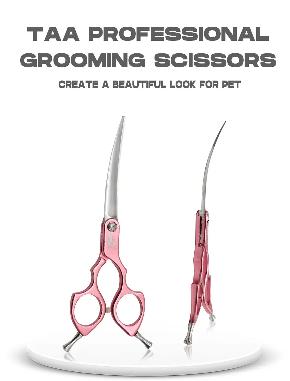 TAA Dog Scissors Professional Pet Grooming Scissors 6 Inch Curved Scissors for Dog Cat Grooming Shears Ultra-Light Cutter H-01