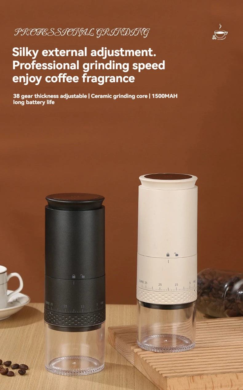 1500mAh Electric Coffee Grinder Externally Adjustable Type-C Charging Coffee Burr Grinder Bean Grinding Machine Coffee Maker