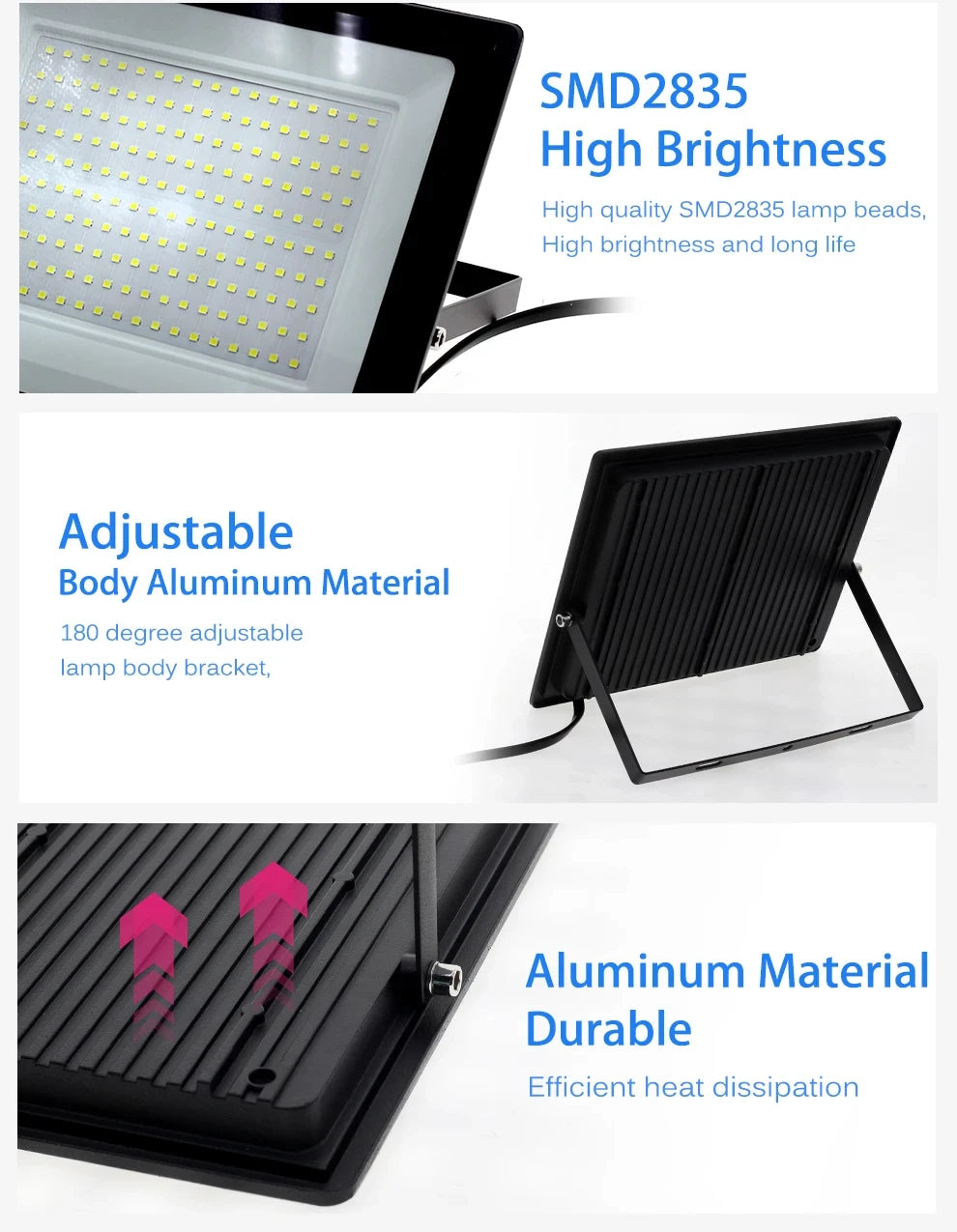 LED Floodlight Spotlight AC220V AC110V Ultra-bright Waterproof Light 10W 20W 30W 50W 100W 150W 200W 300W Garage Factory Lighting