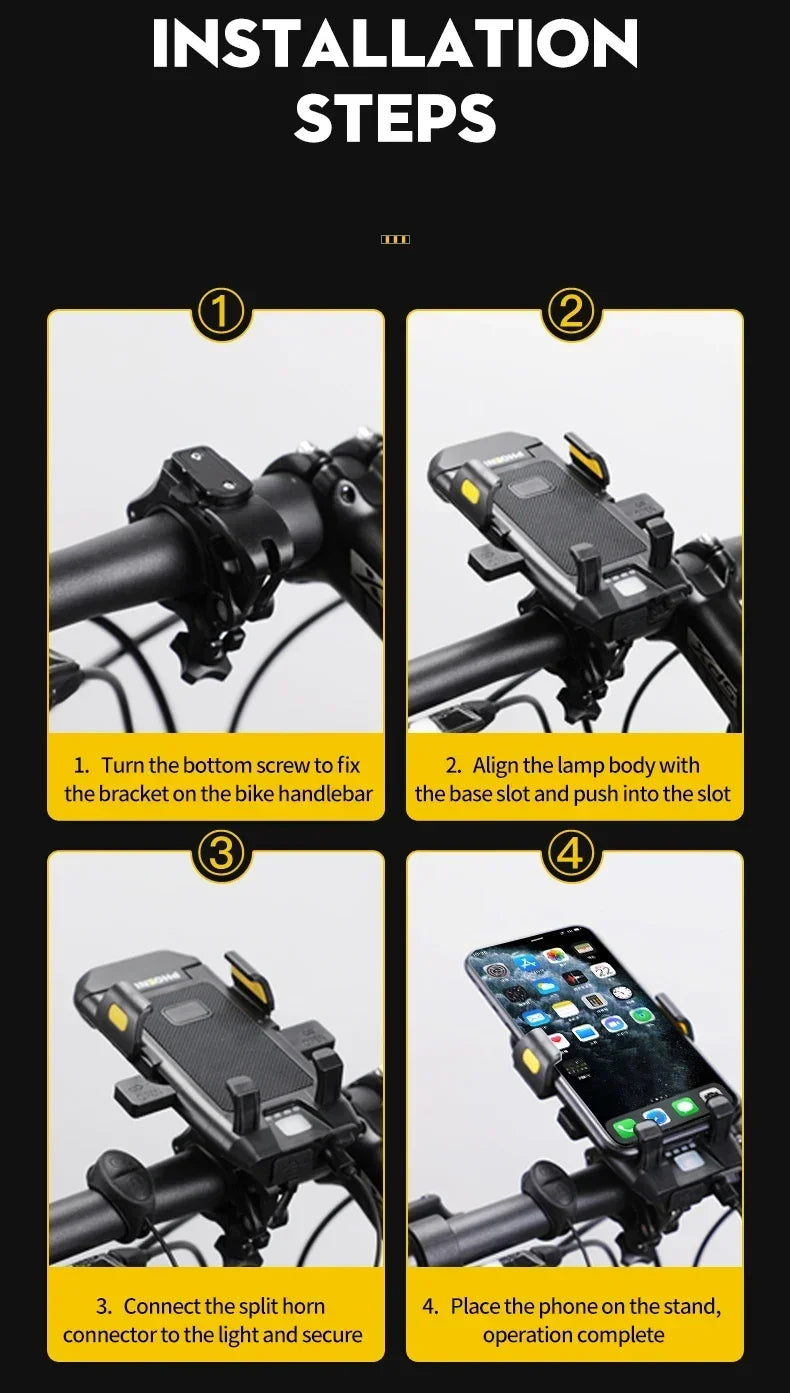 4-in-1 LED Bicycle Light 3000mAh Bike Headlamp Power Bank 400Lumen Handlebar Rechargeable Front Lamp MTB Road Cycling Flashlight
