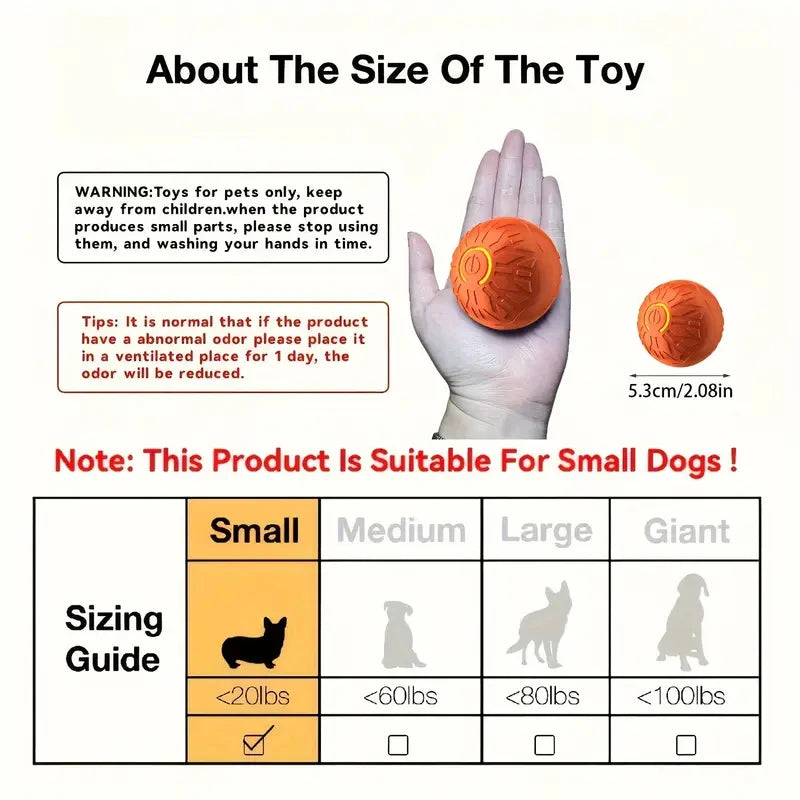Smart Dog Toy Ball Automatic Interactive Pet Electronic Rolling USB Rechargeable Moving Bouncing for Puppy to Large dog Chew Toy