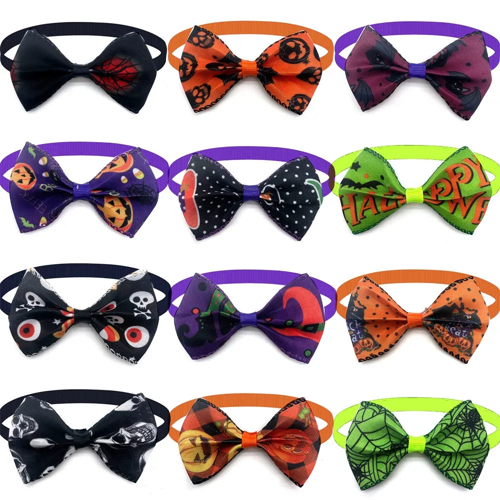 30/50 Pcs Holiday Pet Dog Bow Ties Puppy Halloween Collar Dog Bow Tie Design Puppy Collar for Small Dog Cat Grooming Products