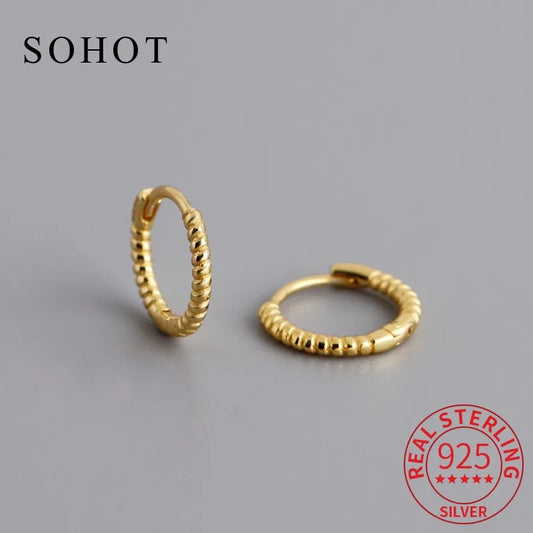 Real 925 Sterling Silver Twisted Rope Shape Hoop Earrings for Women Minimalist Fine Jewelry Light Luxury Accessories