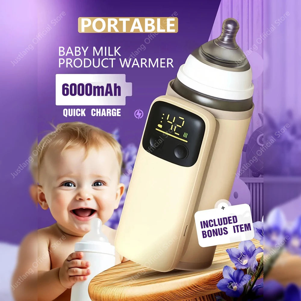 AiQUE Baby Milk Warmer USB Charging Mixer Portable Baby Bottle Warmer Stainless Steel ABS  Heat Up to 55℃ Cordless for Travel