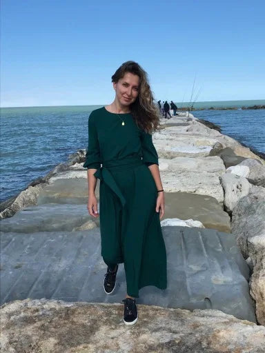 Bohemian Long Summer Dress Casual Lantern Sleeve round Neck Dress Polyester Fiber Mid Waist Print Patchwork Urban Casual Style