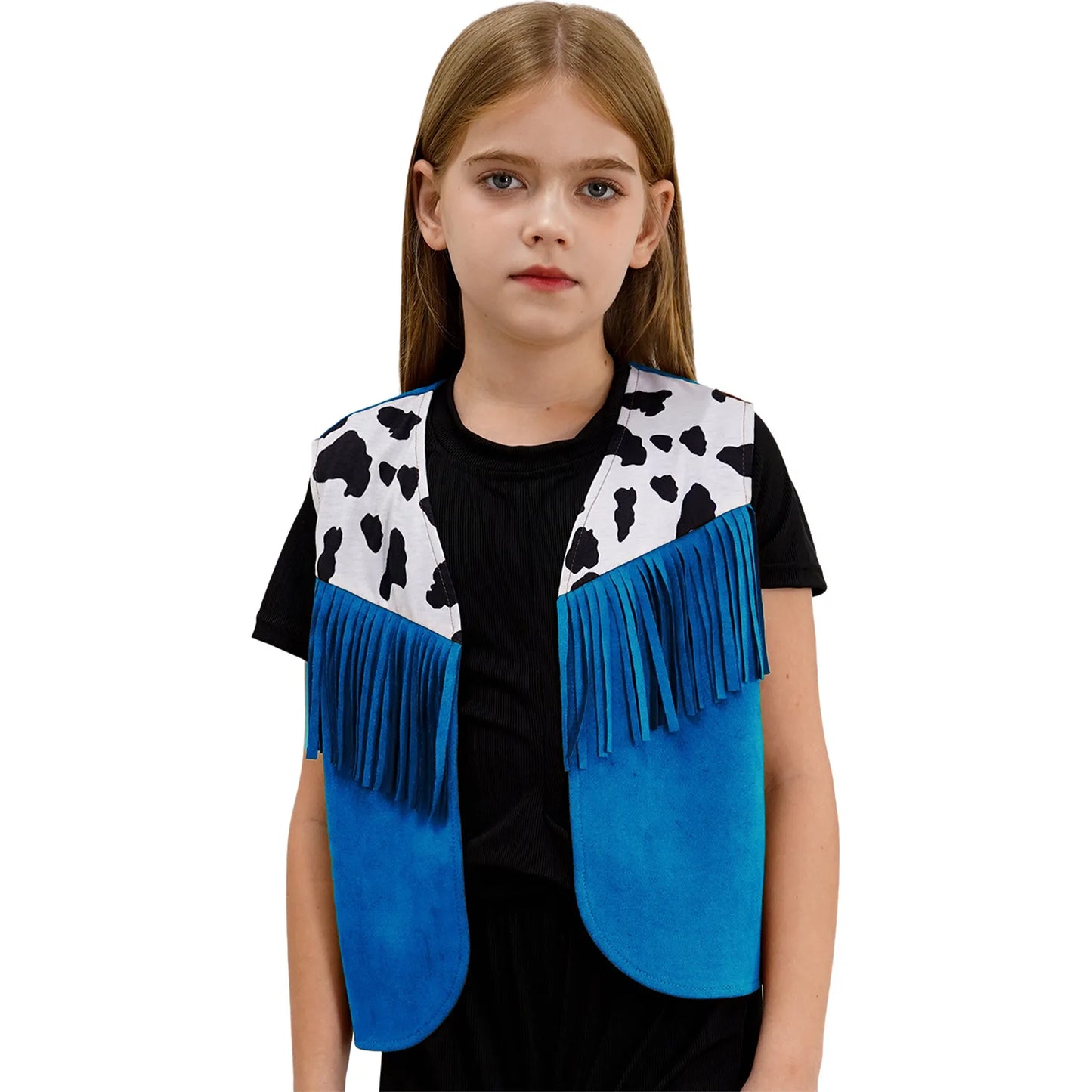 Kids Girl Boy Fringed Vest for Carnival Theme Party Tassels Top Open Front Waistcoat Child Halloween Western Cowboy Costumes
