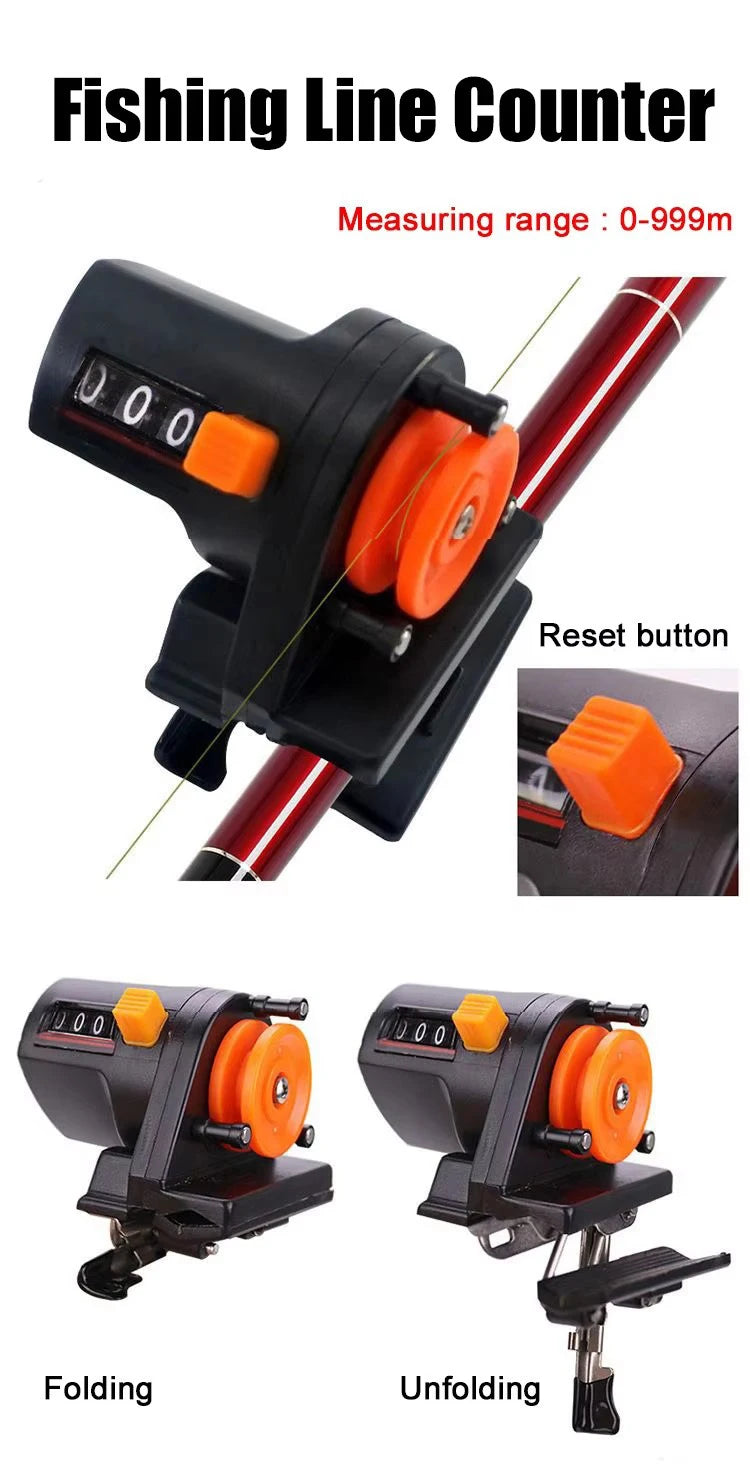 WEIHE 0-999M 6cm Pesca Fishing Line Depth Finder Counter Fishing Tool Plastic Tackle