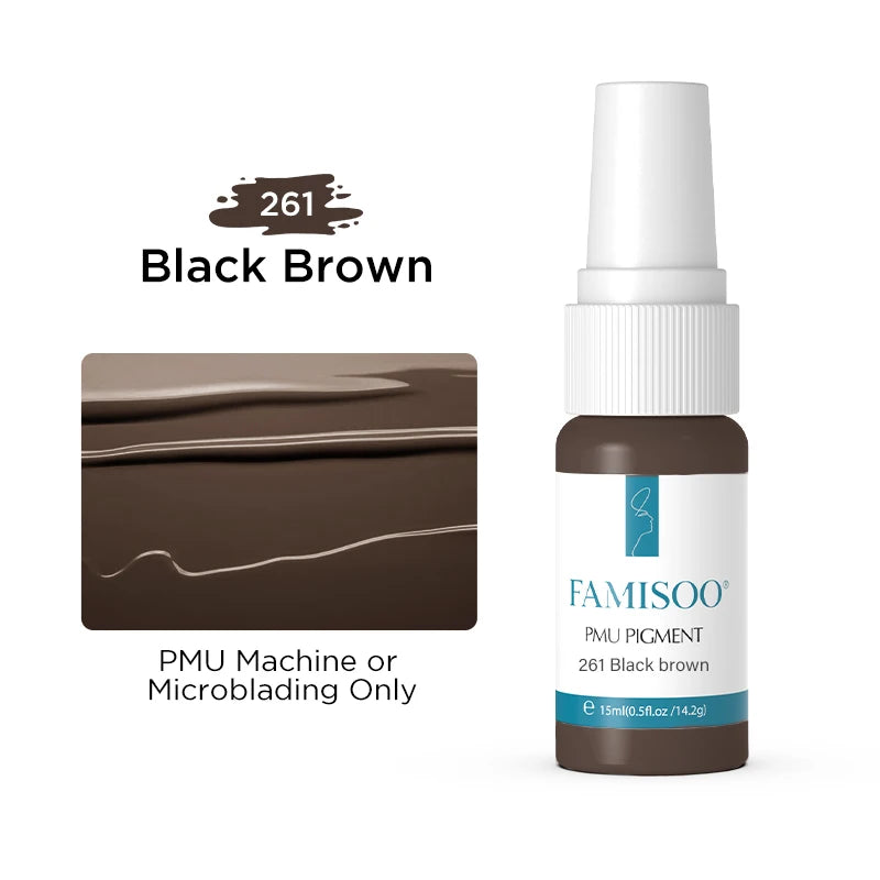 FAMISOO 15ml Permanent Makeup Pigment Microblading Paint Ink Body Art Eyebrows Eyeliner Tattoo Inks Makeup Supplies 0.5OZ