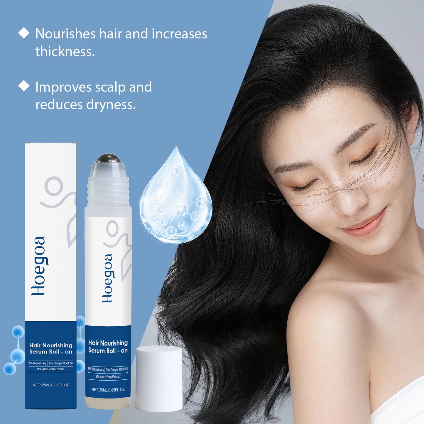 Ginger Hair Growth Oil Nourishing Strengthening Hair Roots Scalp Treatment Hair Loss Serum Moisturizing Hair Care Essence Roller