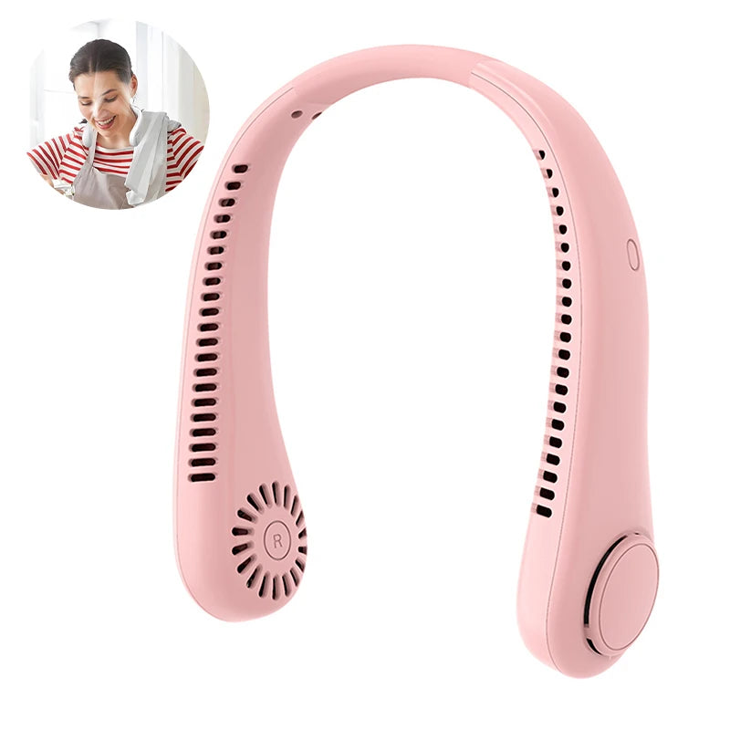 Stretchable Hands-Free Cooling Neck Fan, 3 Adjustable Speed Modes, Portable with 4000mAh Rechargeable Battery