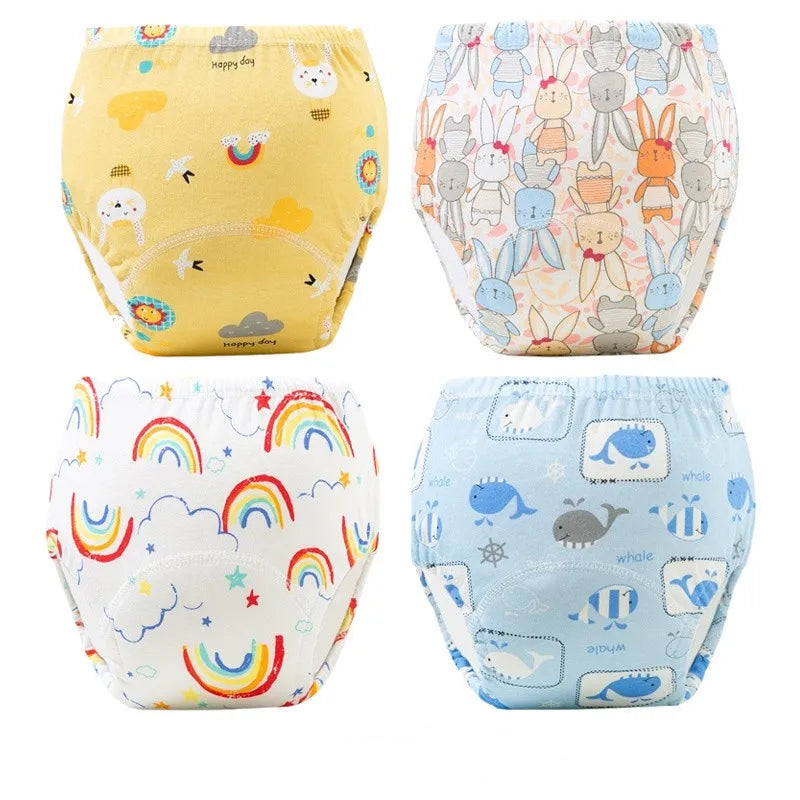 2/3/4/5/8Pc Baby Potty Toilet Training Pants Nappies Cartoon Boys Girls Underwear Cotton TPU WaterProof Panties Reusable Diapers