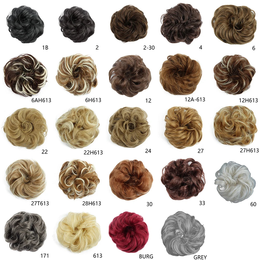 Synthetic Hair Bun Wig Donut Wavy Elastic Rubber Scrunchie Hair Pieces Ladies Ponytail Hair Extension Curly Wrap