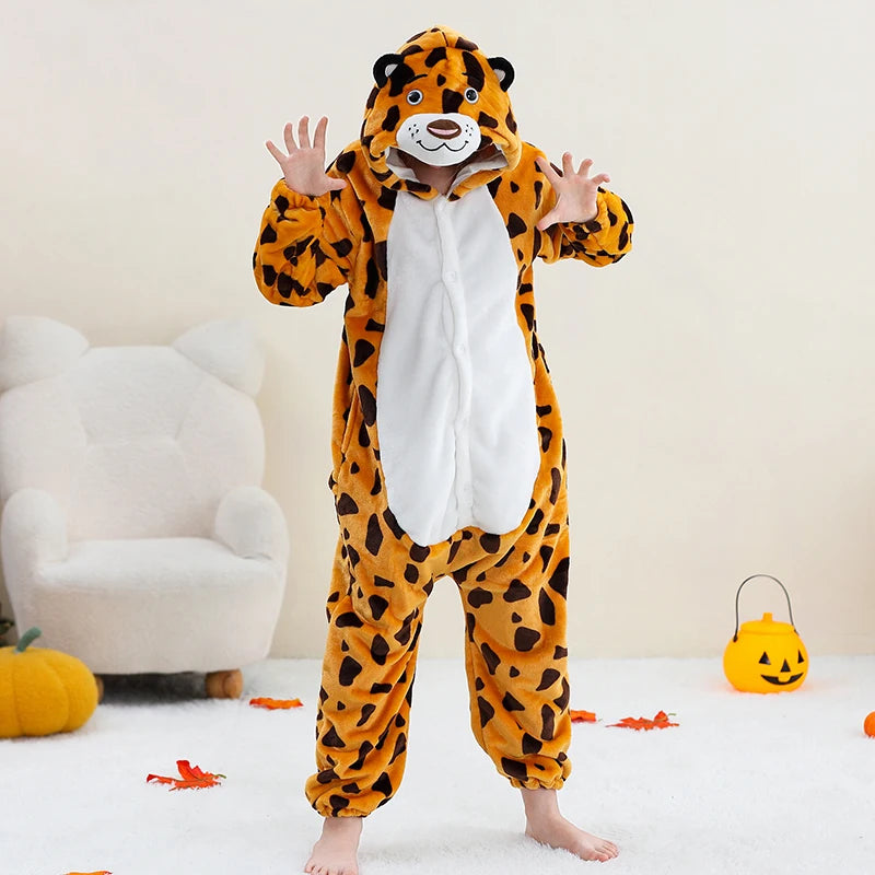 MICHLEY Christmas Capybara Flannel Blanket Sleepers Onesie Hooded Children Costume Clothes Jumpsuit Sleepwear For Boys Girls