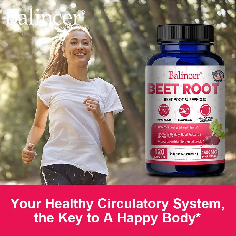 Beetroot Capsules 2500mg, Support Daily Blood Circulation, Cardiovascular Wellness, Physical Endurance & Immune Balance