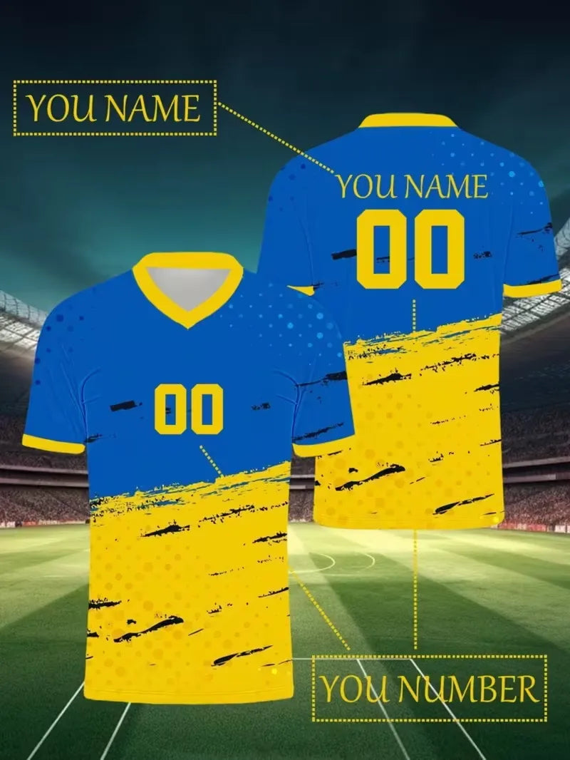 Custom Name & Number Soccer Jersey Men's Personalized Football Shirt Short Sleeve Breathable Team Sports Uniform T Shirt