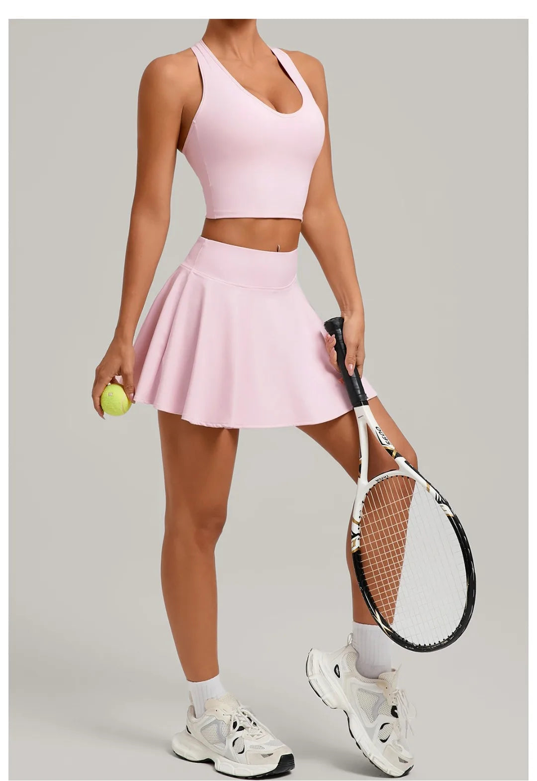 Women's Tennis Skirt Sets Golf High Waist Hip-lifting Anti-Exposure Pokets Fitness Running Sports Beauty Back Vest Workout Suits