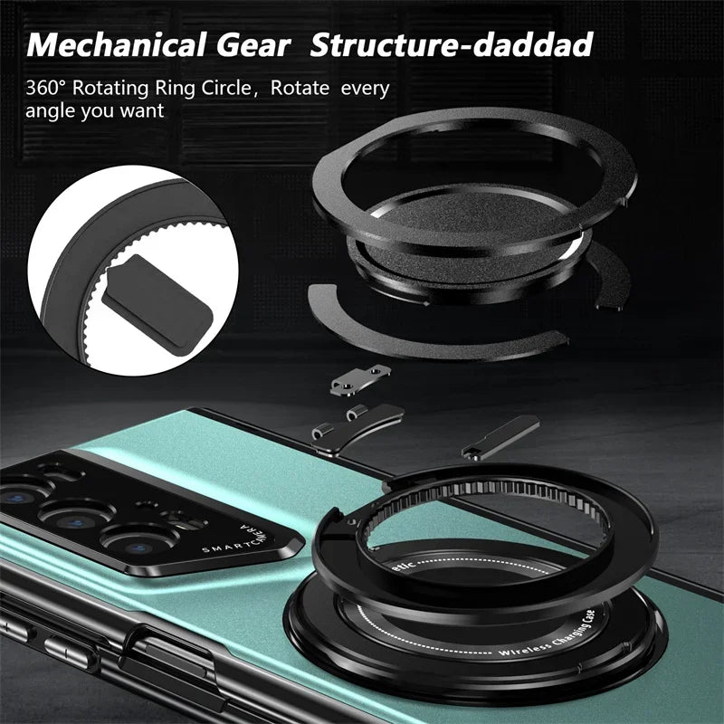 Matte Solid Color Phone Case for Honor Magic V2 RSR Hard Shell Protection Shockproof Film Protector with Holder Cover
