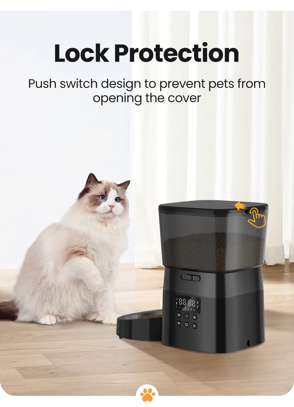 ROJECO Smart Dog Feeder Automatic Dog Food Kibble Dispenser Button Version for Pet Cats Auto Food Container Dog Feeding Supplies