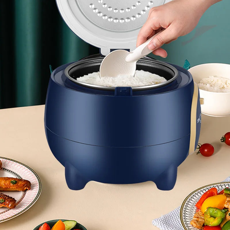 1pc Mini Electric Rice Cooker with Steamer Kitchen Non-Stick Pot 1.8L Keep Warm Function Portable Multi Cooker for Soup