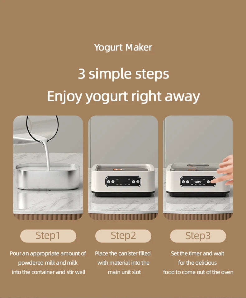 1.6L Yogurt Maker Multi-functional Ice Cream Automatic Professional Adjustable Temperature Time Yogurt Maker Pudding Maker 220V