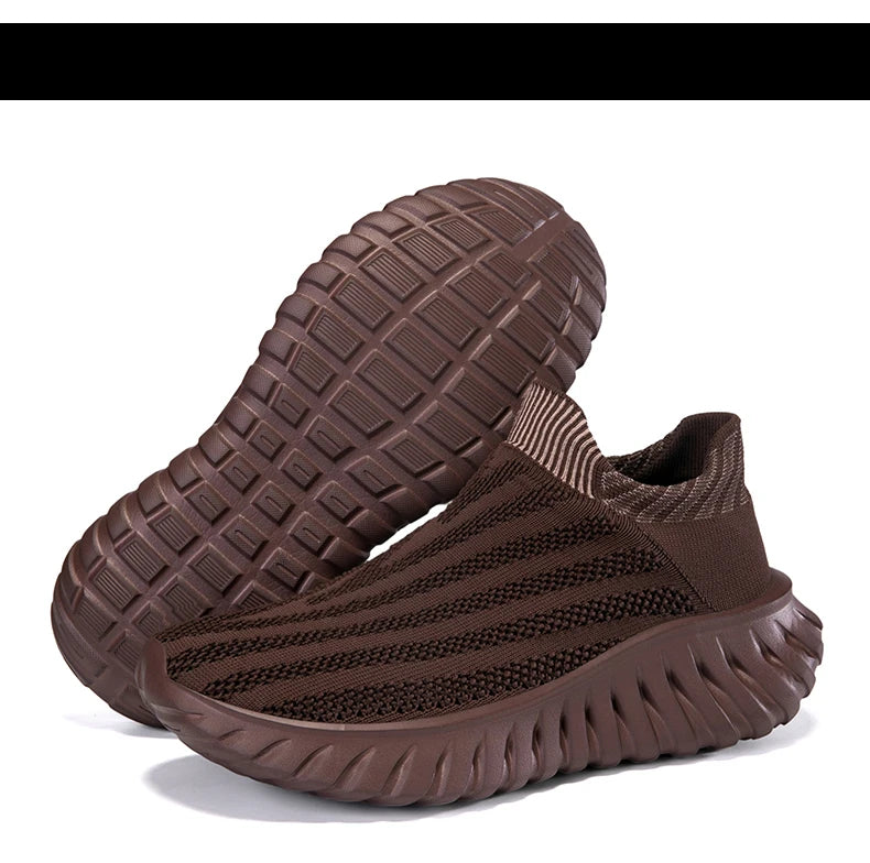 Men's Slip On Casual Sport Shoes Comfortable Knitted Fabric Non-Slip EVA Sole Soft Walking Shoes Women's Sneakers Unsiex Loafers