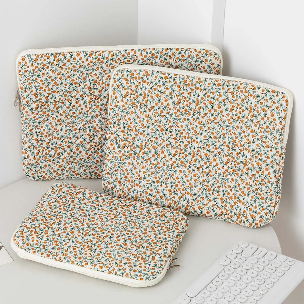 Flower Printed Laptop Sleeve Case Bag for Quilted Protective Laptop Case Computer Sleeve Clutches for 11-15 Inch Laptop Tablet