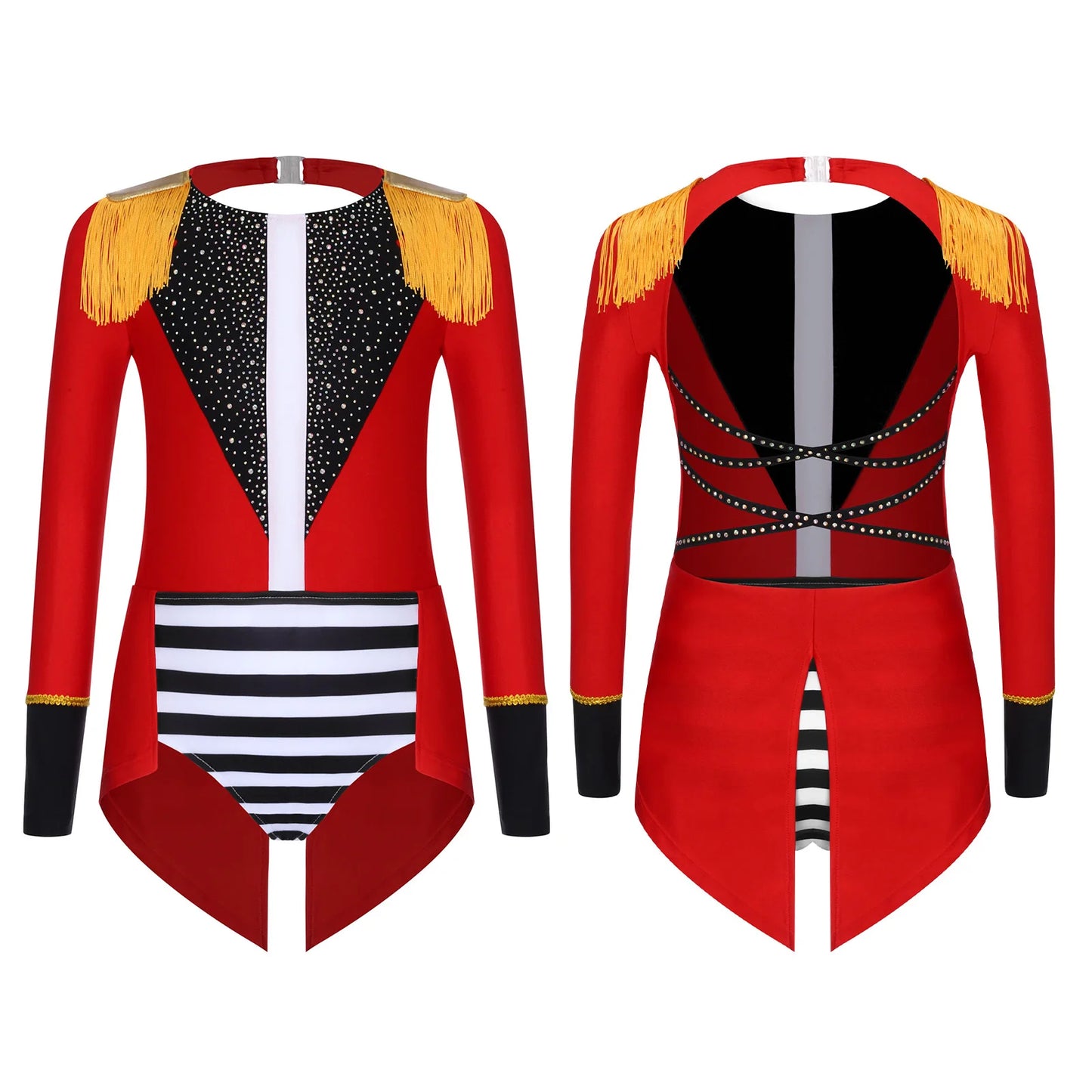 Halloween Costume Romper Circus Ringmaster Cosplay Carnival Party Shiny Sequins Leotard Dress Drum Majorette Magician Dress Up