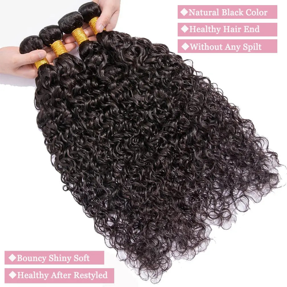 Deep Wave Bundles Brazilian Virgin Raw Unprocessed Human Hair Deep Curly Wavy Bundles 30 40 Inch Natural Black Color Human Hair
