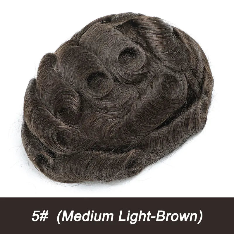 Permanent Curly Australia 25mm Men's Wigs Long-lasting Capillary Prosthesis Natural Human Hair Wigs Exhuast Hair System for Man