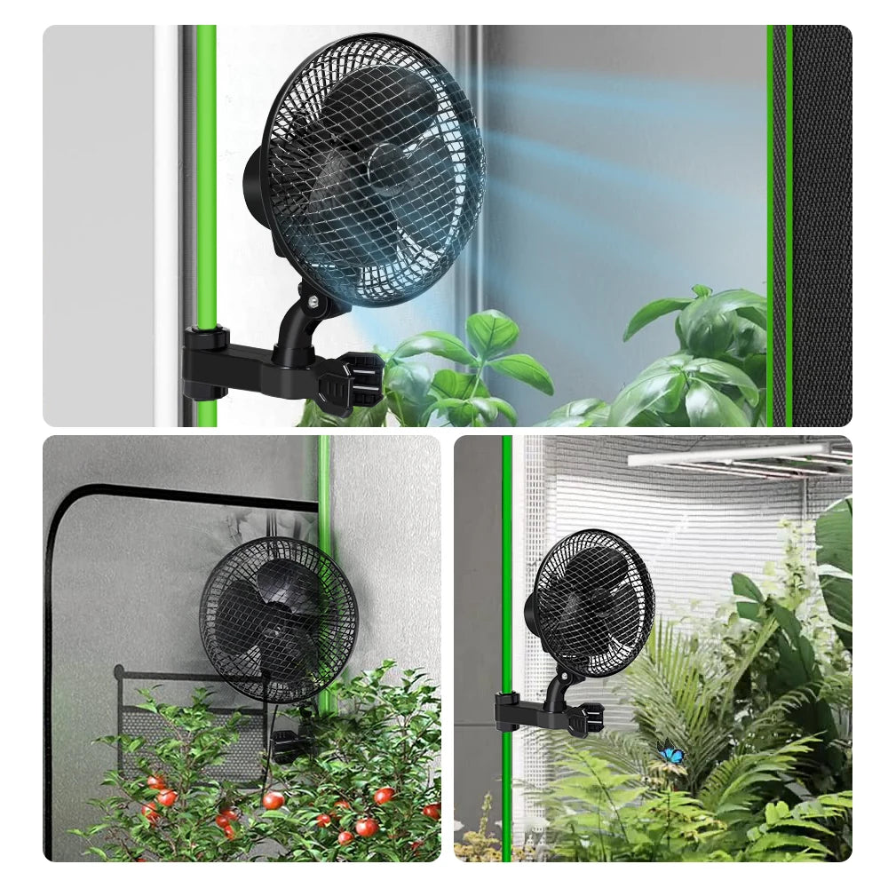 Plant Tent Cooling Clip-On Fan 25W Two-Speed Adjustable Shaking Head Suitable for Tents Household Cooling Fan