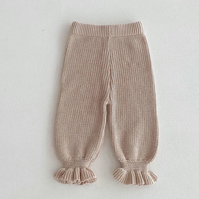 2024 New Autumn Toddler Baby Girl Knitting Clothes Suit Long Sleeved Solid Color Knitted Sweater+Pants Children Clothes Set