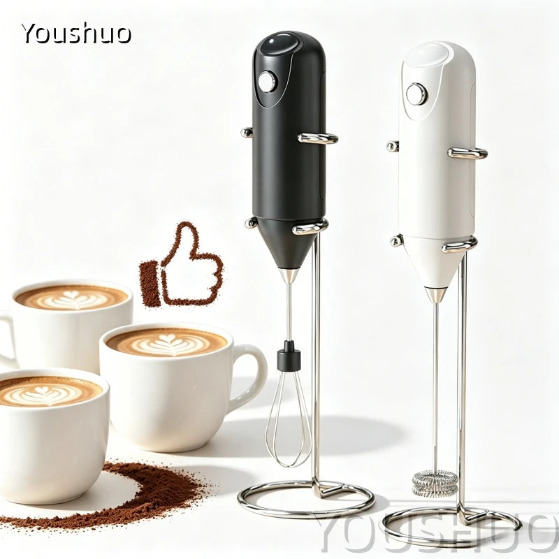 Wireless Milk Frother Electric Handheld Dry Battery Powered Blender Mini Coffee Maker Whisk Mixer For Coffee Cappuccino Cre