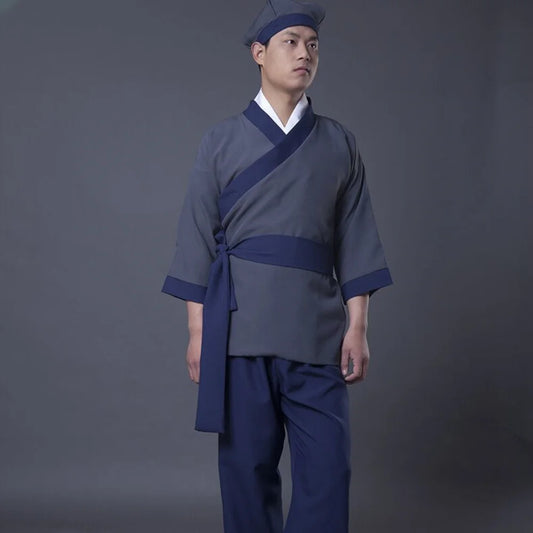 Halloween Ancient Chinese Costume for Men Servant Farmer Hanfu Adultchinese Clothes Male Performance Stage Mens Hanfu Cosplay