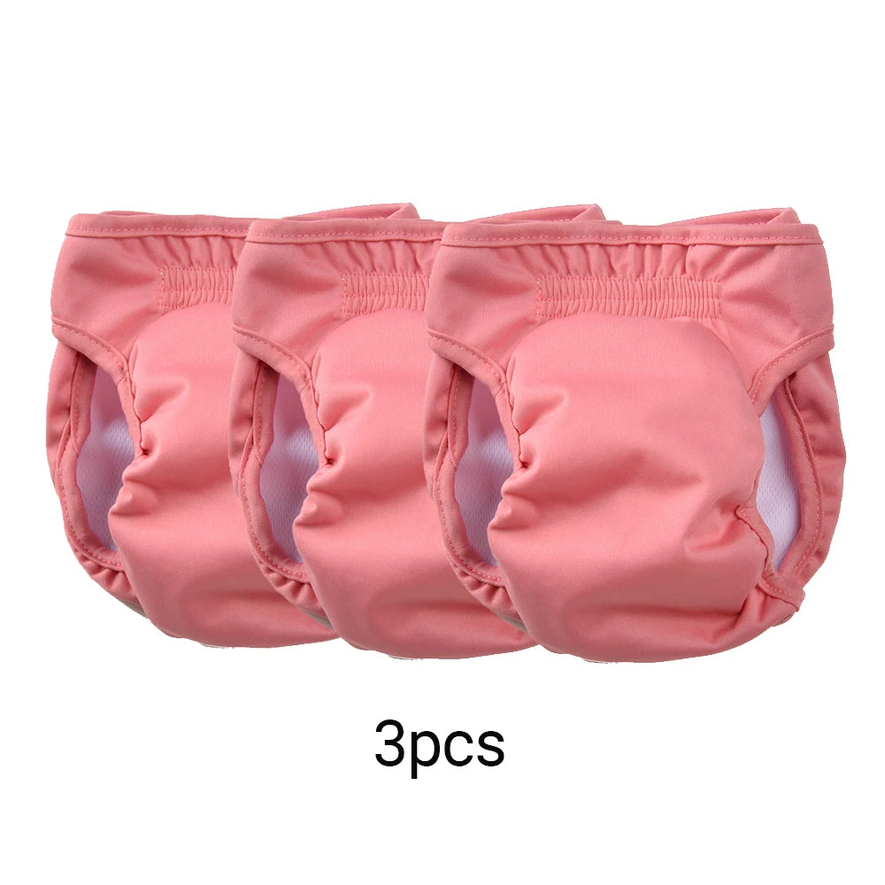 3pcs Female Dog Diapers Washable Reusable Puppy Nappies Physiological Pants Adjustable Pet Sanitary Panties Short for Girl Dogs