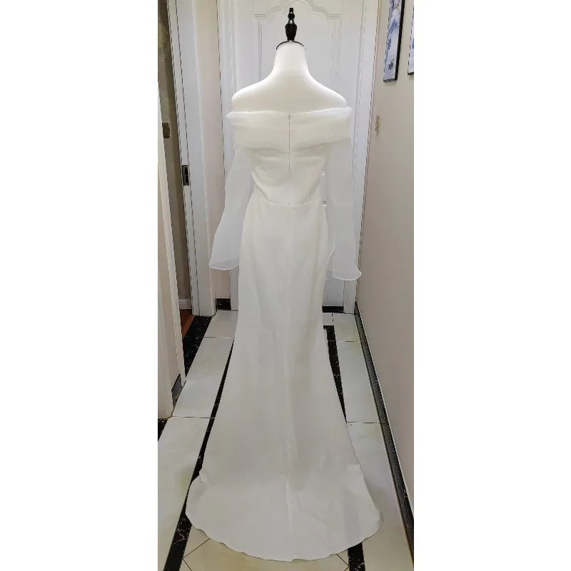 2026 Summer New One Shoulder Satin Light Wedding Dress French Travel Photography Bridal Temperament Simple and Slim Fit Dress