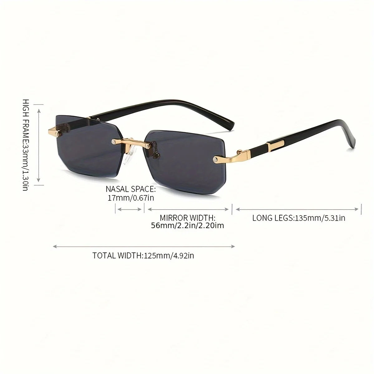 1pc Rimless Sunglasses Rectangle Women Men Shades Small Square Sun Glasses For Female Male Beach Vacation Travel Eyewear