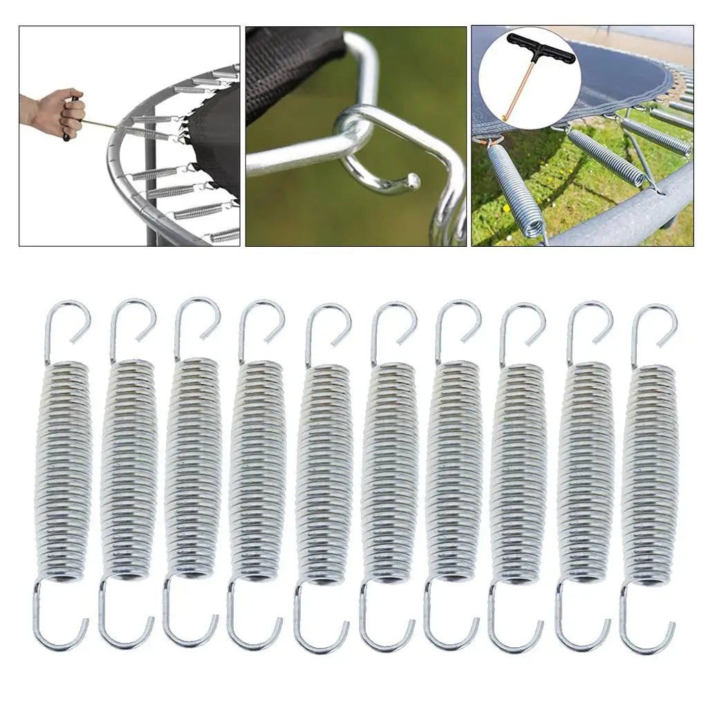 10 Pcs Stainless Steel Chrome-plated High Strength Professional Trampoline Springs Trampolines Hardware Accessories 3.5-6.5''