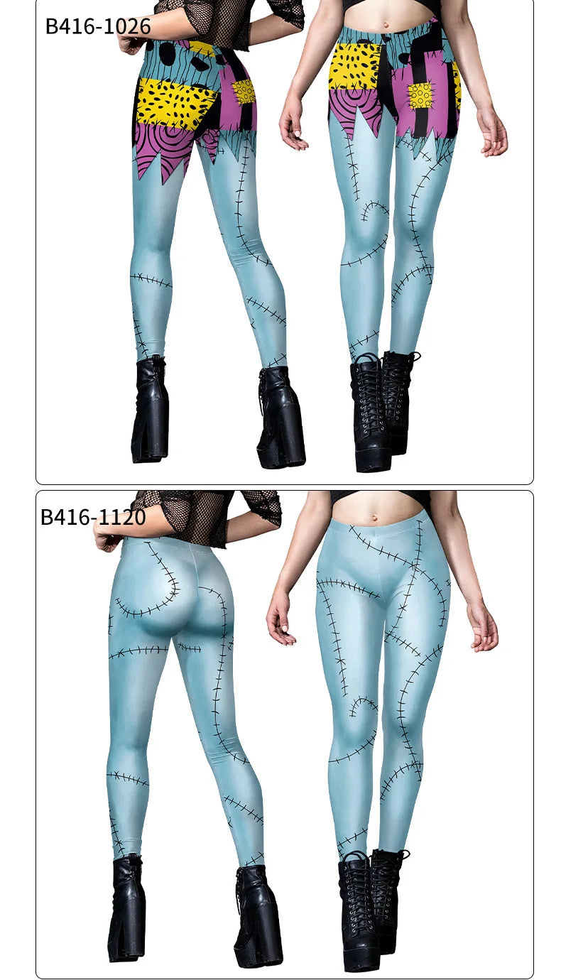 Halloween Cosplay Costume For Women Sally Printed Dresses Party Costume Zenti Carnival Bodysuits Dress Up Female Women Leggings