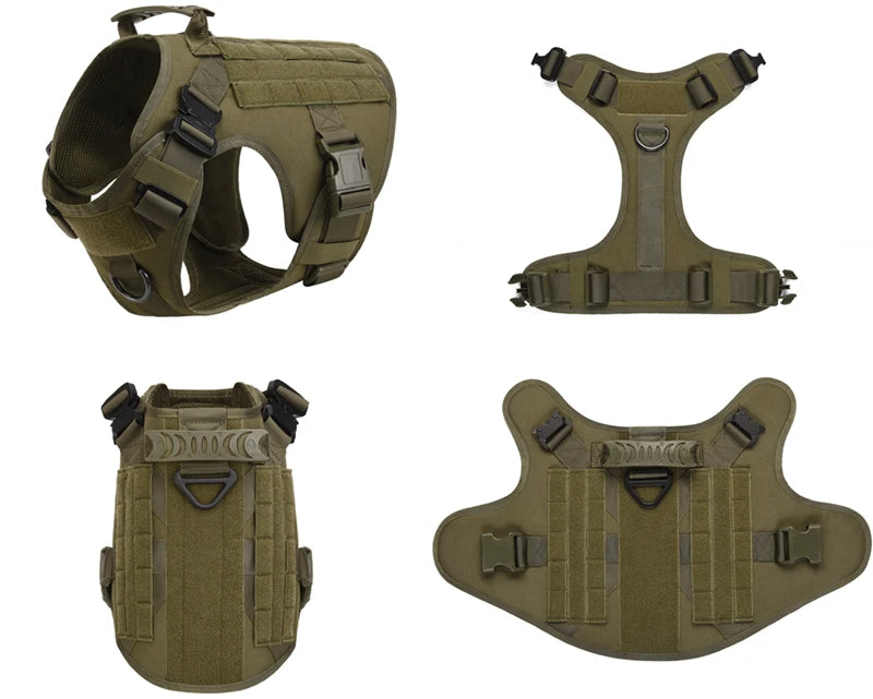 Tactical Dog Harness, Adjustable No-Pull Handle Service Vest Heavy Duty Pet Large Breed,  Dog Vest for Training Hunting Walking