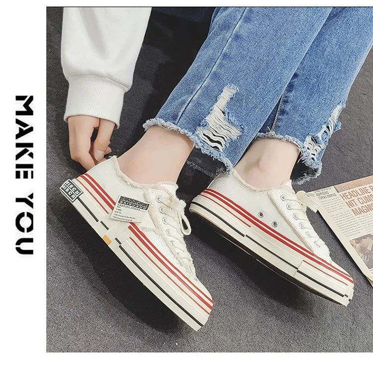 Men Vulcanized Shoe Thick Soles Increased Low Top Couple Shoe Canvas Shoe for Men Sneakers Tenis Masculino Zapatillas