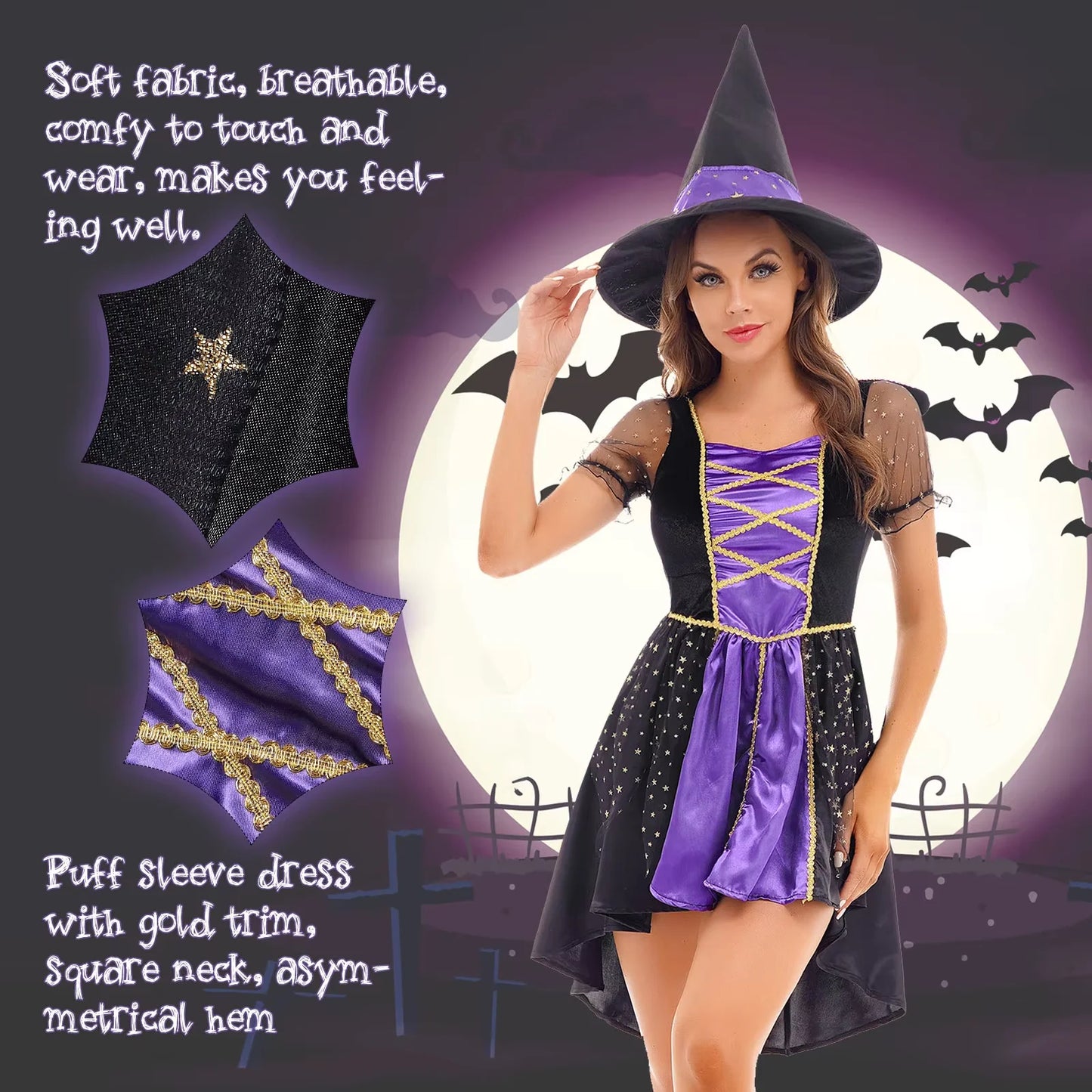 Halloween Costume Adult Woman Queen Dress Magic Witch Easter Demon Vampire Bride Death Witch Cosplay Costumes Retro Court Dresse