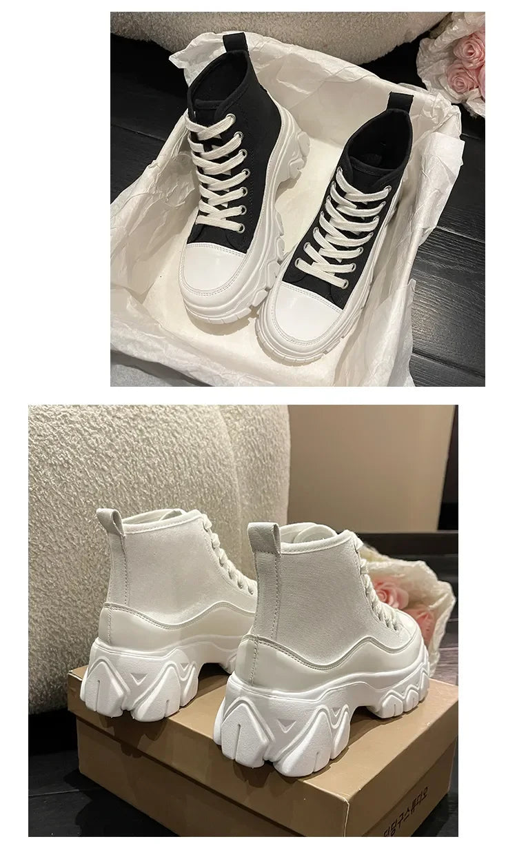New Women Run Star Sneakers High Top Platform Women Sports Shoes White Black Casual Fashion Canvas Shoes Vulcanized Shoes Feme
