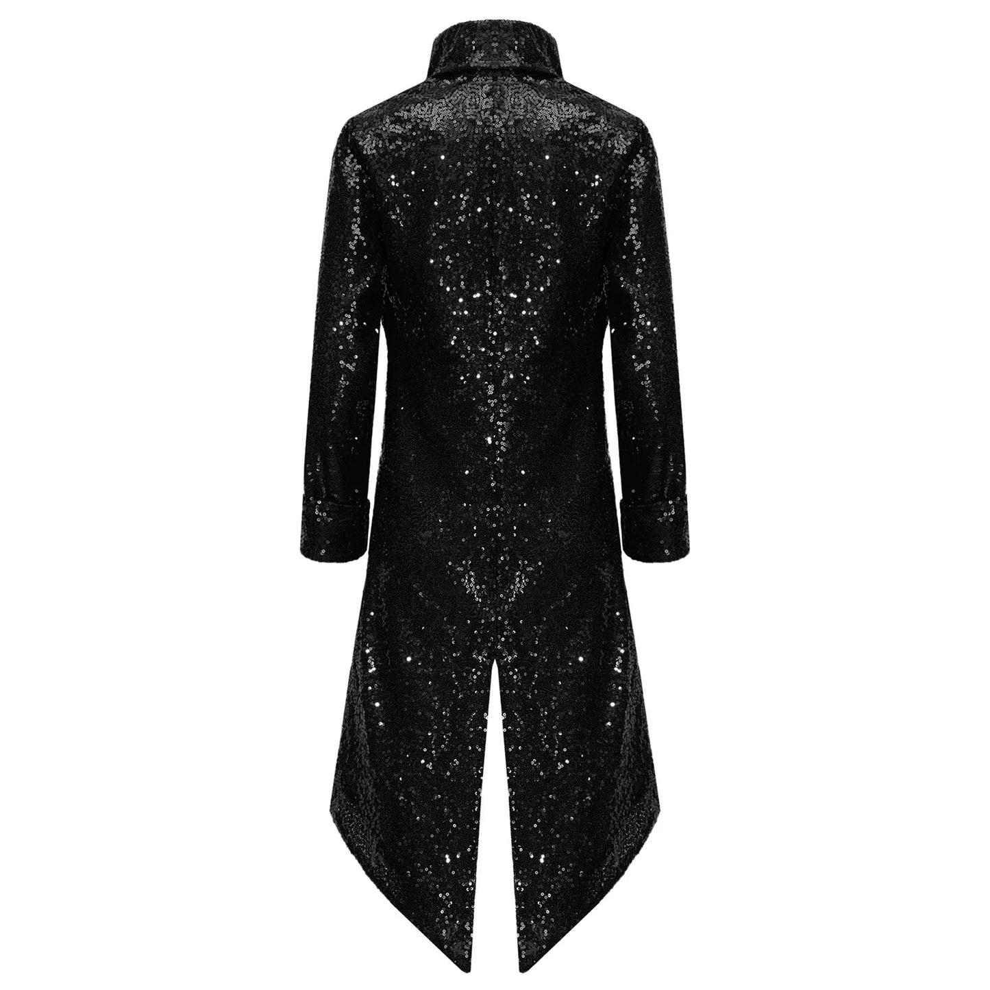 Kids Boys Halloween Medieval Renaissance Costume Sparkly Sequins Victorian Tailcoat Jacket Frock Coat Long Sleeve Gothic Tuxedo