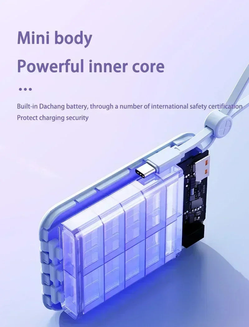 Lenovo 500000mAh Power Bank Built in 4 Lines Large Capacity Super Fast Charging Portable External Battery For iPhone Samsung