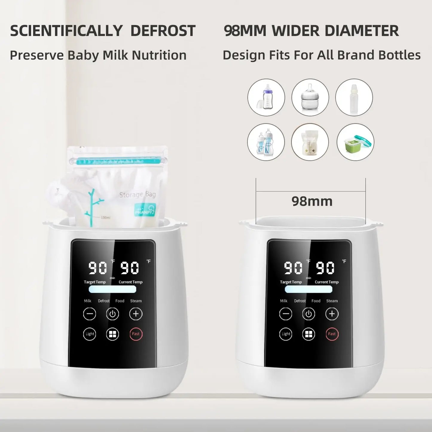 TINSOL Milk Warmer Warmer and Steriliser 6 in 1 Multifunction Breast Warmer Precise Temperature Control Baby Bottle Warmer
